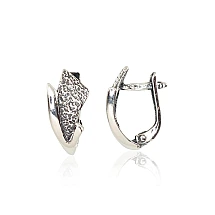 Silver earrings with 'english' lock, Silver 925 fineness, oxide (Plating)