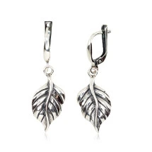 Silver earrings with 'english' lock, Silver 925 fineness, oxide (Plating)