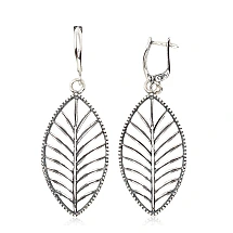 Silver earrings with 'english' lock, Silver 925 fineness, oxide (Plating)