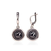 Silver earrings with 'english' lock, Silver 925 fineness, oxide (Plating), Hematite