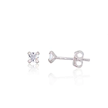 Серебряные серьги-пуссеты, 0.4 g, Серебро 925 проба, Цирконы