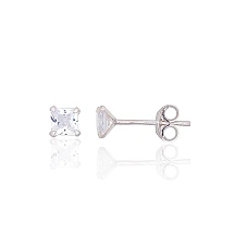 Серебряные серьги-пуссеты, 0.5 g, Серебро 925 проба, Цирконы
