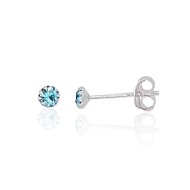 Серебряные серьги-пуссеты, 0.3 g, Серебро 925 проба, Цирконы