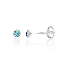 Серебряные серьги-пуссеты, 0.3 g, Серебро 925 проба, Цирконы