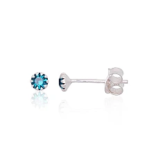 Серебряные серьги-пуссеты, 0.3 g, Серебро 925 проба, Цирконы