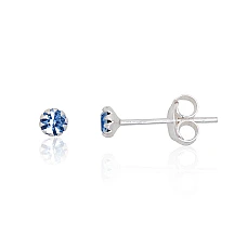 Серебряные серьги-пуссеты, 0.3 g, Серебро 925 проба, Цирконы