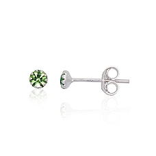 Серебряные серьги-пуссеты, 0.3 g, Серебро 925 проба, Цирконы