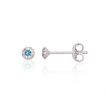 Серебряные серьги-пуссеты, 0.3 g, Серебро 925 проба, Цирконы