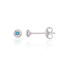 Серебряные серьги-пуссеты, 0.3 g, Серебро 925 проба, Цирконы