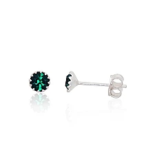 Серебряные серьги-пуссеты, 0.4 g, Серебро 925 проба, Цирконы
