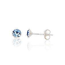 Серебряные серьги-пуссеты, 0.4 g, Серебро 925 проба, Цирконы