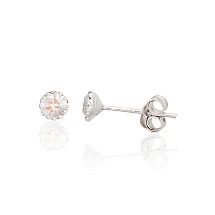 Серебряные серьги-пуссеты, 0.4 g, Серебро 925 проба, Цирконы