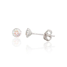 Серебряные серьги-пуссеты, 0.4 g, Серебро 925 проба, Цирконы