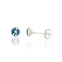 Серебряные серьги-пуссеты, 0.4 g, Серебро 925 проба, Цирконы