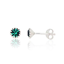 Серебряные серьги-пуссеты, 0.4 g, Серебро 925 проба, Цирконы