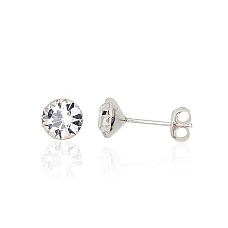 Серебряные серьги-пуссеты, 0.7 g, Серебро 925 проба, Цирконы