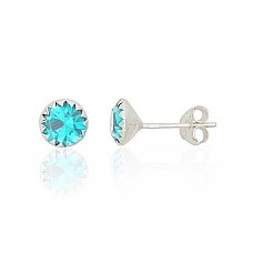Серебряные серьги-пуссеты, 0.7 g, Серебро 925 проба, Цирконы