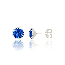 Серебряные серьги-пуссеты, 0.7 g, Серебро 925 проба, Цирконы