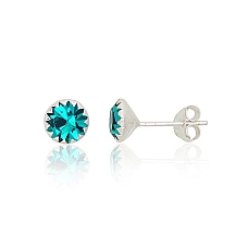 Серебряные серьги-пуссеты, 0.7 g, Серебро 925 проба, Цирконы