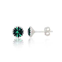 Серебряные серьги-пуссеты, 0.6 g, Серебро 925 проба, Цирконы