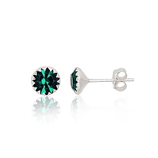 Серебряные серьги-пуссеты, 0.6 g, Серебро 925 проба, Цирконы