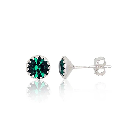 Пуссеты,  - Серебряные серьги-пуссеты, 0.6 g, Серебро 925 проба, Цирконы
