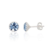 Серебряные серьги-пуссеты, 0.6 g, Серебро 925 проба, Цирконы