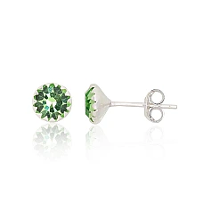 Серебряные серьги-пуссеты, 0.6 g, Серебро 925 проба, Цирконы