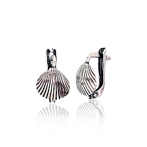 Silver earrings with 'english' lock, Silver 925 fineness, oxide (Plating)