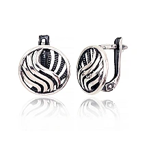 Silver earrings with 'english' lock, Silver 925 fineness, oxide (Plating)