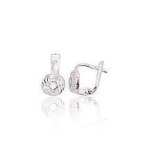 Серебряные серьги на английском замке, 1.3 g, Серебро 925 проба, Кристаллы