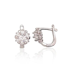 Silver earrings with 'english' lock, 2.2 g, Silver 925 fineness, Rhodium (Plating), Zirkons