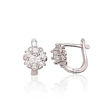 Silver earrings with 'english' lock, 2.3 g, Silver 925 fineness, Rhodium (Plating), Zirkons