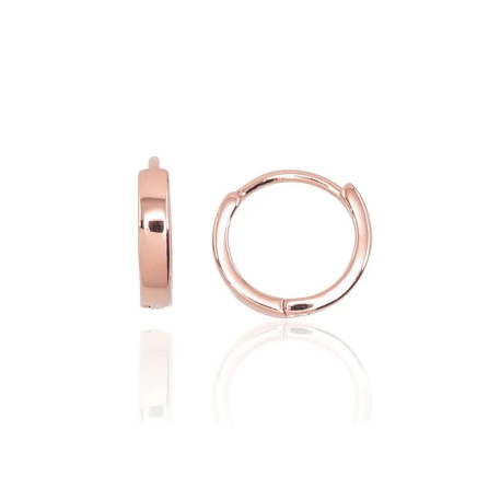 С круглой застежкой,  - Серебряные серьги с круглой застежкой, 1.9 g, Серебро 925 проба, красное золото (покрытие)