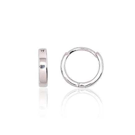 С круглой застежкой,  - Серебряные серьги с круглой застежкой, 1.9 g, Серебро 925 проба, родий (покрытие)