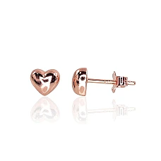 Серебряные серьги-пуссеты, 1.2 g, Серебро 925 проба, красное золото (покрытие)