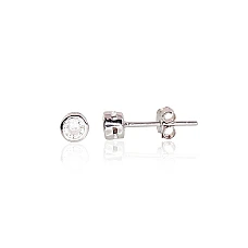 Серебряные серьги-пуссеты, 0.7 g, Серебро 925 проба, родий (покрытие), Цирконы