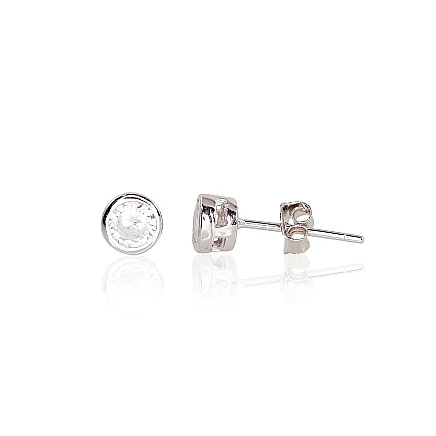 stud,  - Silver stud earrings, 1.1 g, Silver 925 fineness, Rhodium (Plating), Zirkons