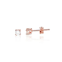 Серебряные серьги-пуссеты, 0.7 g, Серебро 925 проба, красное золото (покрытие), Цирконы