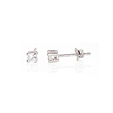 Серебряные серьги-пуссеты, 0.6 g, Серебро 925 проба, родий (покрытие), Цирконы