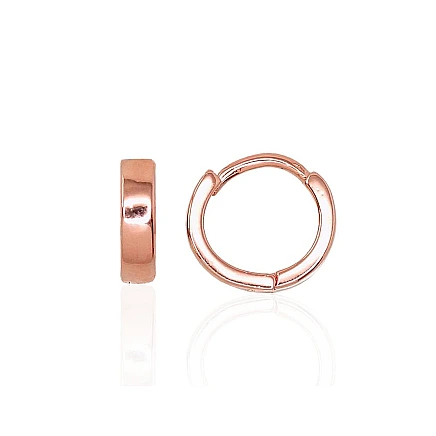 С круглой застежкой,  - Серебряные серьги с круглой застежкой, 1.6 g, Серебро 925 проба, красное золото (покрытие)