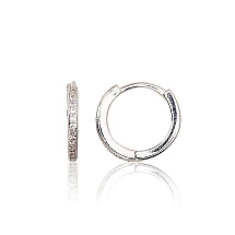 Серебряные серьги с круглой застежкой, 1.4 g, Серебро 925 проба, родий (покрытие), Цирконы
