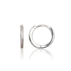 Серебряные серьги с круглой застежкой, 1.5 g, Серебро 925 проба, родий (покрытие), Цирконы
