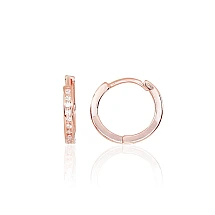 Серебряные серьги с круглой застежкой, 2 g, Серебро 925 проба, красное золото (покрытие), Цирконы