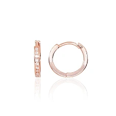 Серебряные серьги с круглой застежкой, 2 g, Серебро 925 проба, красное золото (покрытие), Цирконы