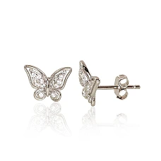 Silver stud earrings, 1.5 g, Silver 925 fineness, Rhodium (Plating), Zirkons