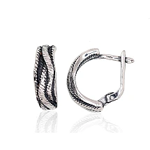 Silver earrings with 'english' lock, Silver 925 fineness, oxide (Plating)