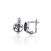 Silver earrings with 'english' lock, Silver 925 fineness, oxide (Plating)