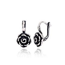 Silver earrings with 'english' lock, Silver 925 fineness, oxide (Plating)