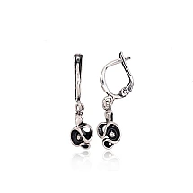 Silver earrings with 'english' lock, Silver 925 fineness, oxide (Plating)